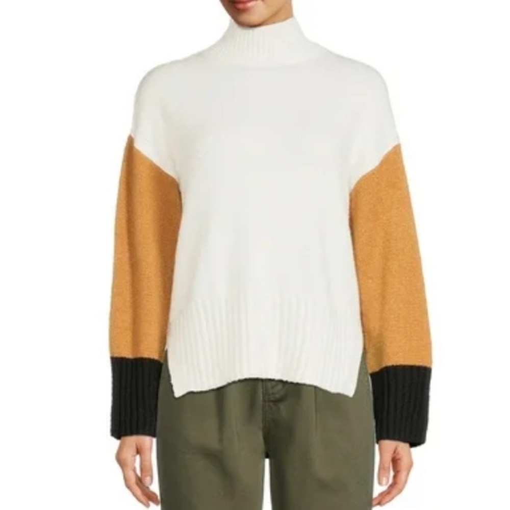 TIME AND TRU Color block mock neck Women's Sweater